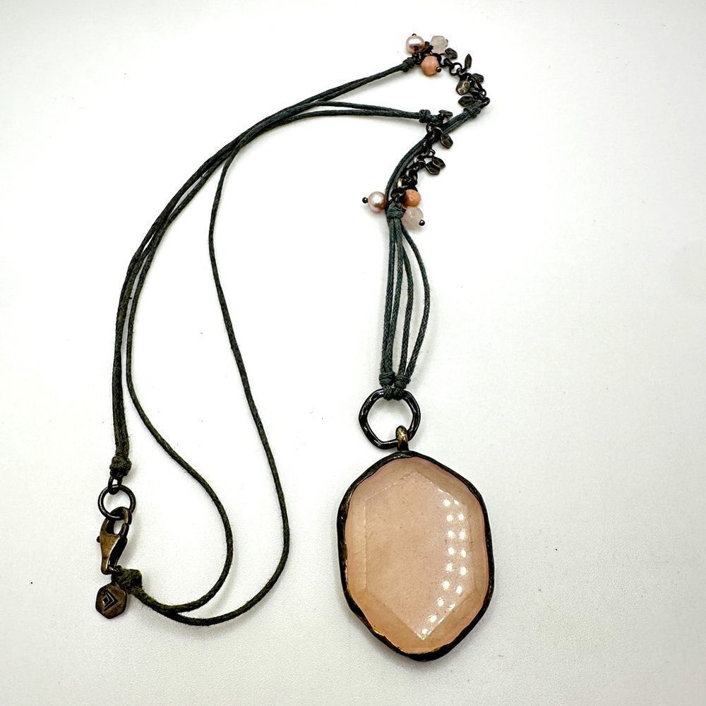 Silpada Designs Necklace N2190. Quartz, Pink Soapstone, Pearl. 24" long